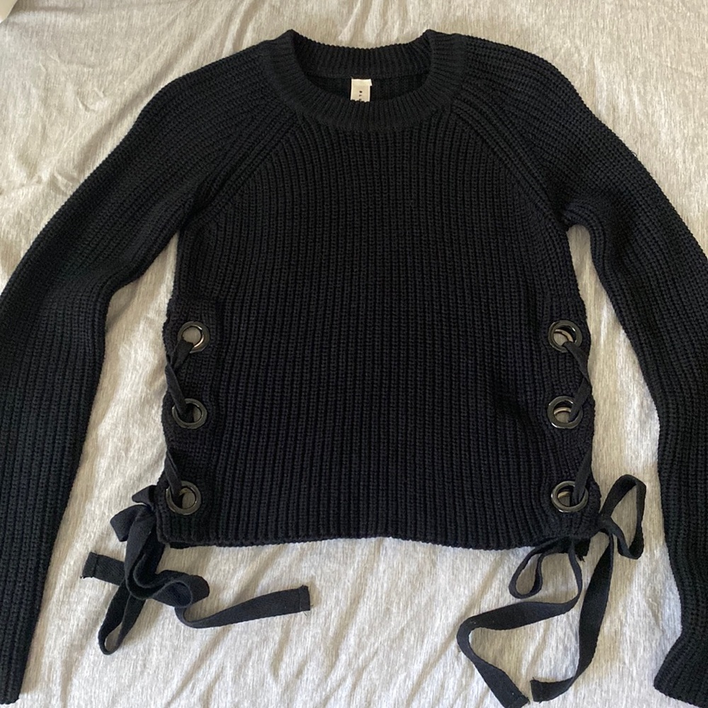 Black sweater with side ties
